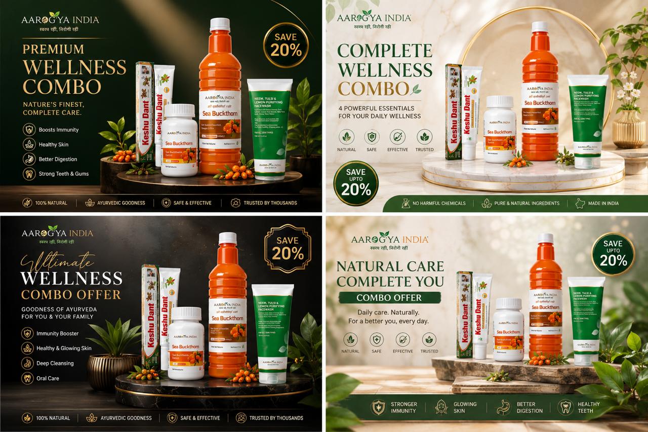 Aarogya India Nature's Care Wellness Combo Collection – Complete Health, Skin & Oral Care